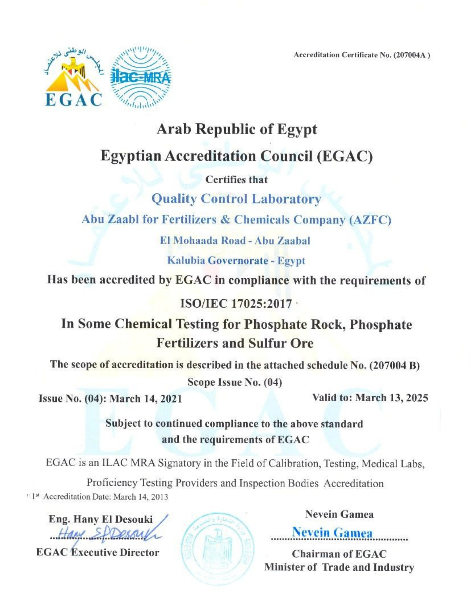 ISO certificate ferchem